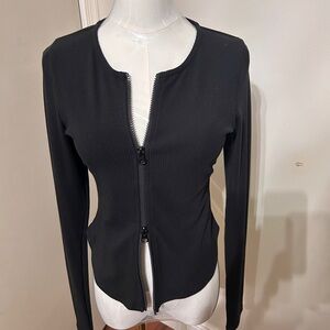 ALO Yoga Black Double Zip Cropped Jacket